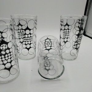 Mid Century Modern Clear w/Outlined Black Circles Libbey Juice Glass